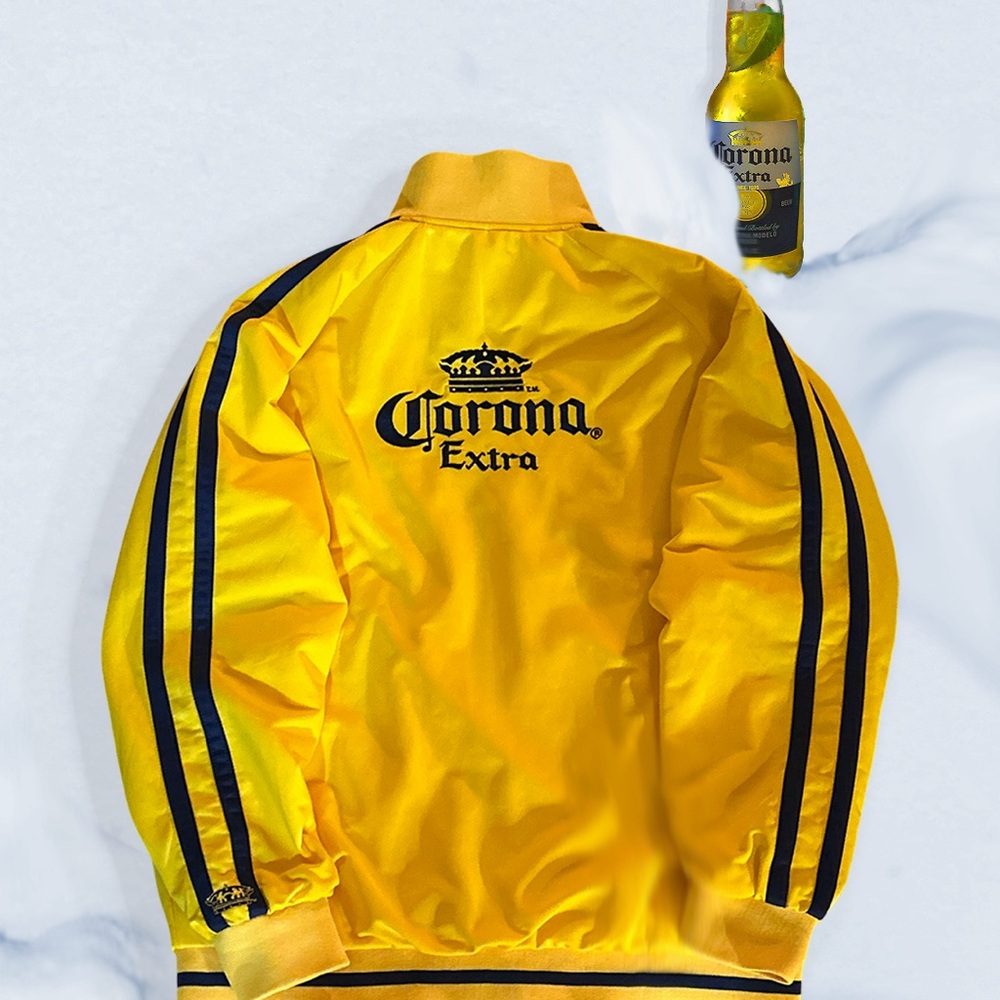 Vintage Late 90s/Y2K Corona Calhoun Sportswear Embroidered Yellow & Navy Jacket